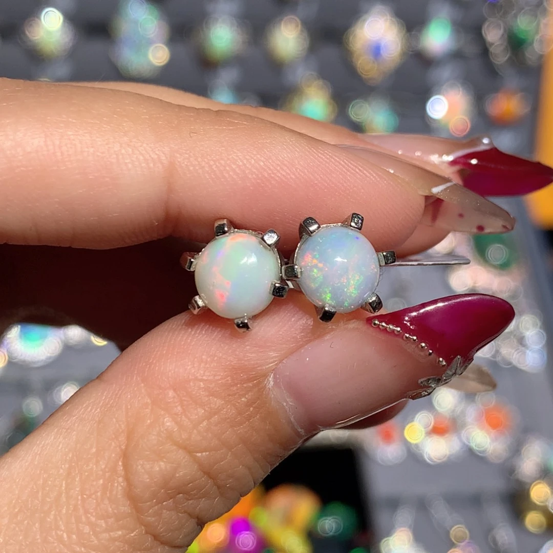 欧泊银S925镶嵌欧泊耳饰y