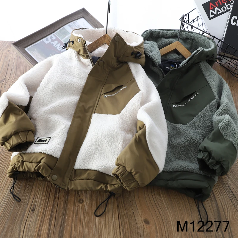 【MIEVE DUCK】冬季儿童加厚加棉插肩袖拼接北澳羊绒外套12277
