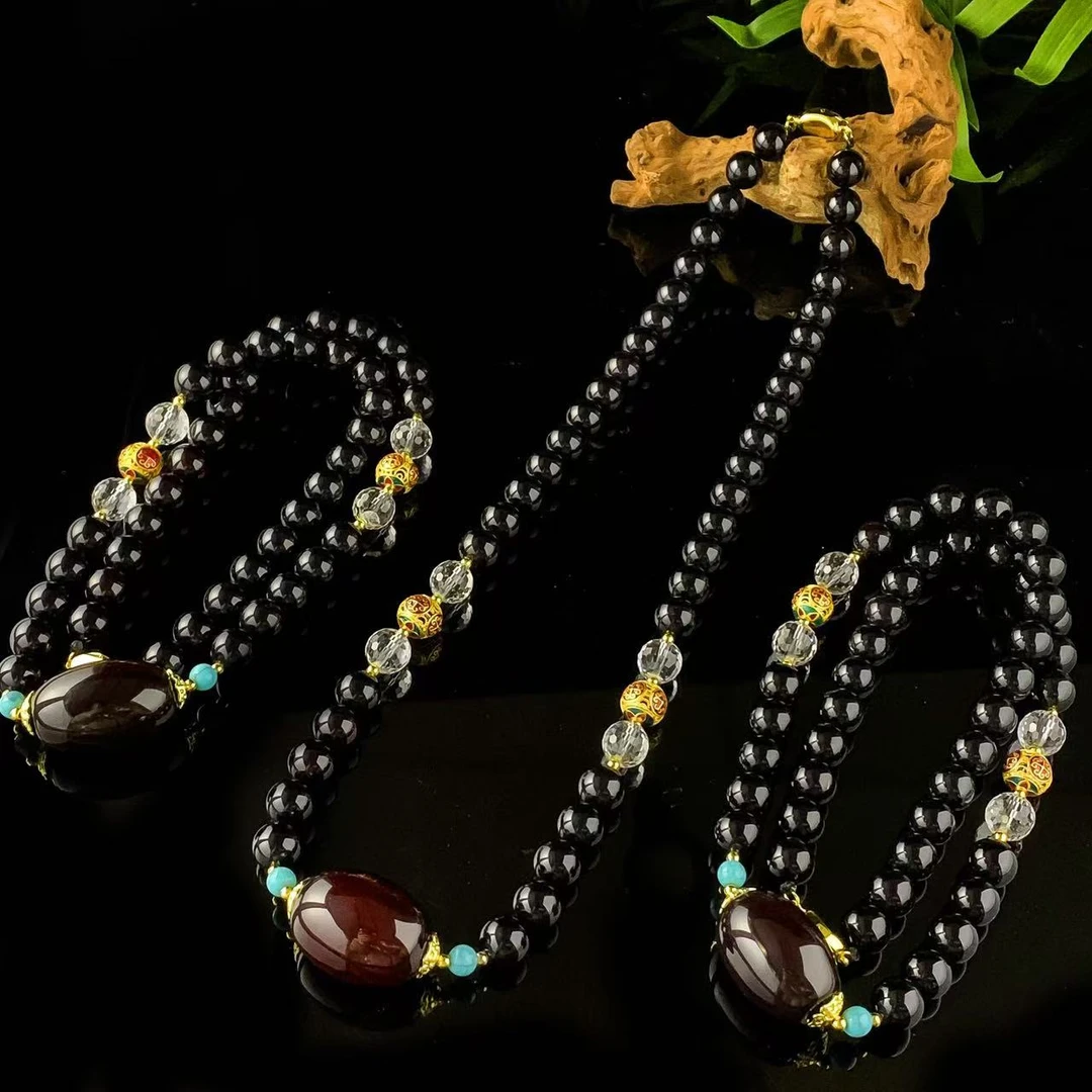 面面来财珠宝S7710【福翠缘】血灵参珀 玛瑙玉项链--多样性只发一件