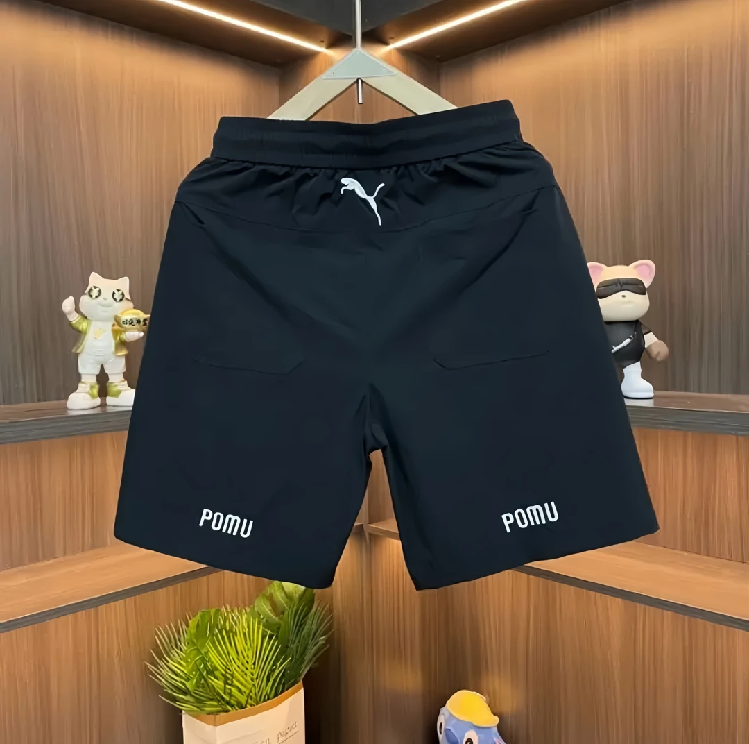 夏季新款刺绣速干时尚短裤男士运动百搭透气潮流纯色舒适休闲裤