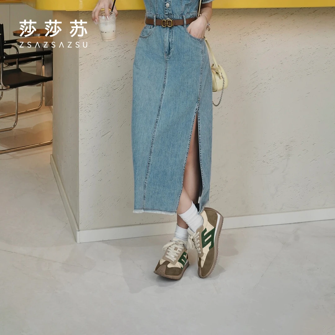 李一桐同款莎莎苏秋冬复古运动阿甘鞋美拉德经典德训鞋ZA32594-31
