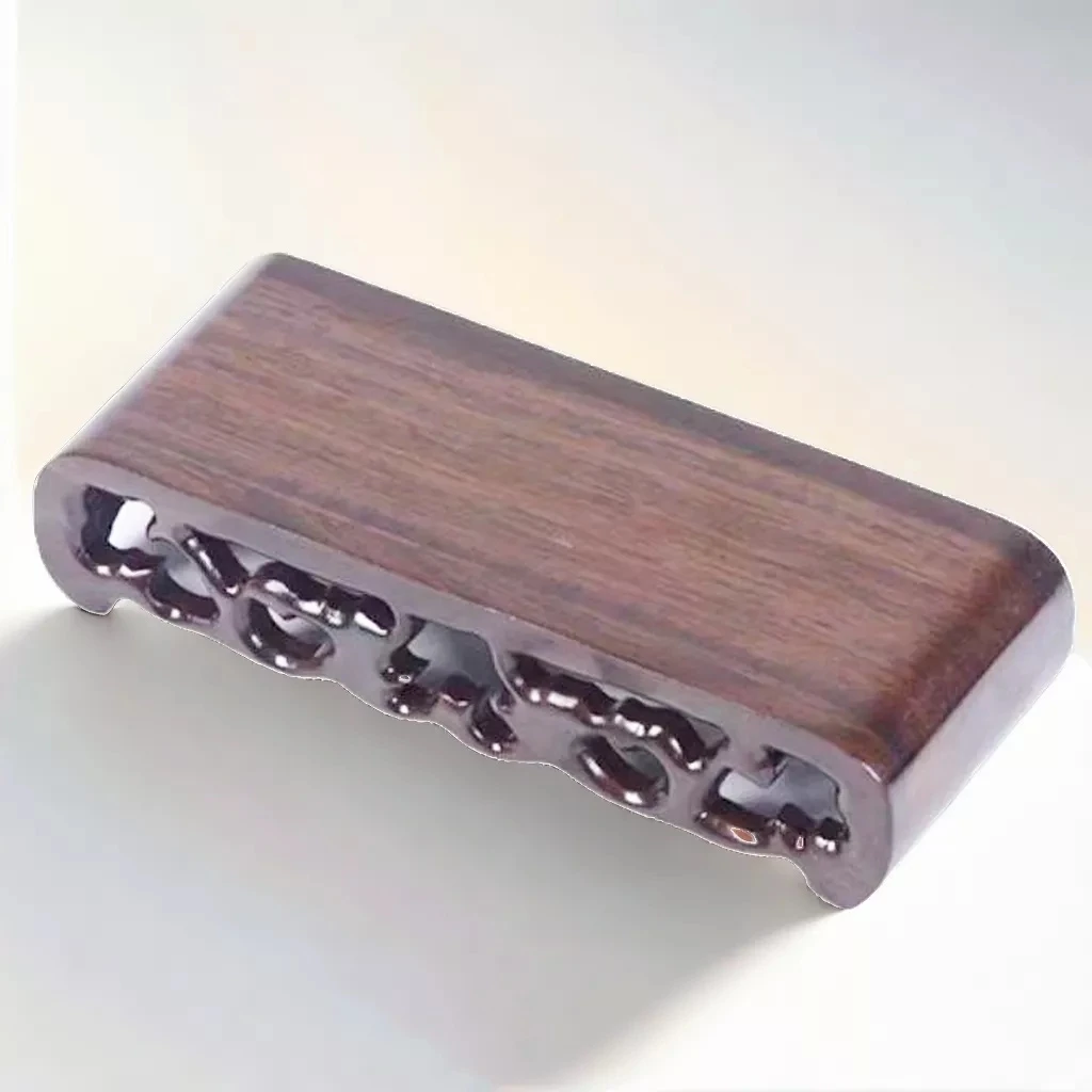 黑檀龙纹17书卷几工艺品奇石壶承镂空雕刻底座尺寸：17*7.5*3.5