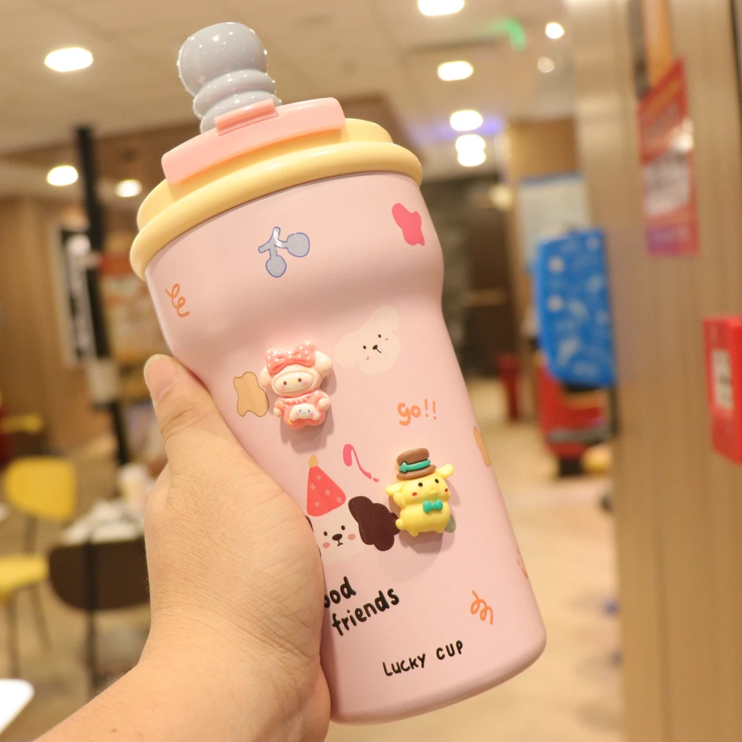 双饮口保温吸管杯高颜值可爱办公室咖啡杯子2025新款大容量喝水杯