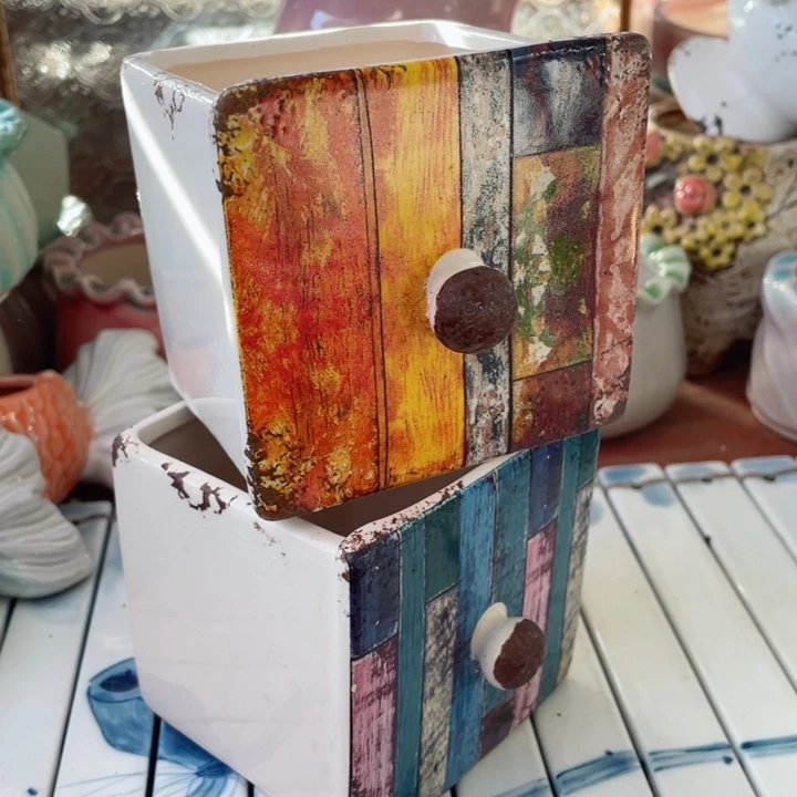 陶瓷8*7.5 半手工花盆默认微瑕