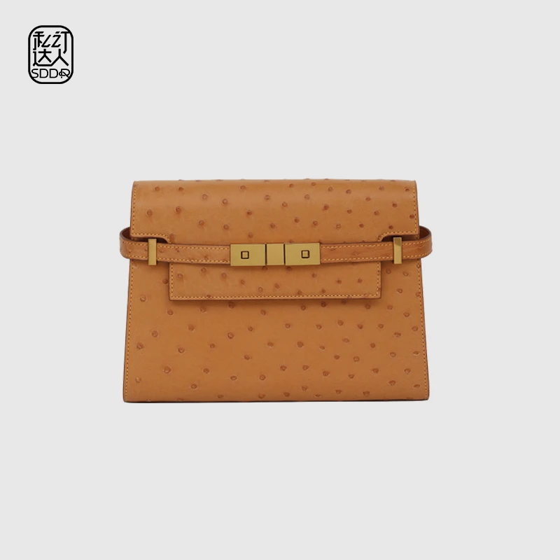 私订达人鳄鱼世家2025新款女士真皮轻奢休闲时尚百搭鸵鸟皮单肩包