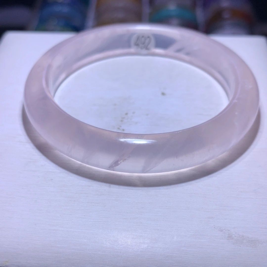 银S925镶嵌水晶手镯粉晶64圈492
