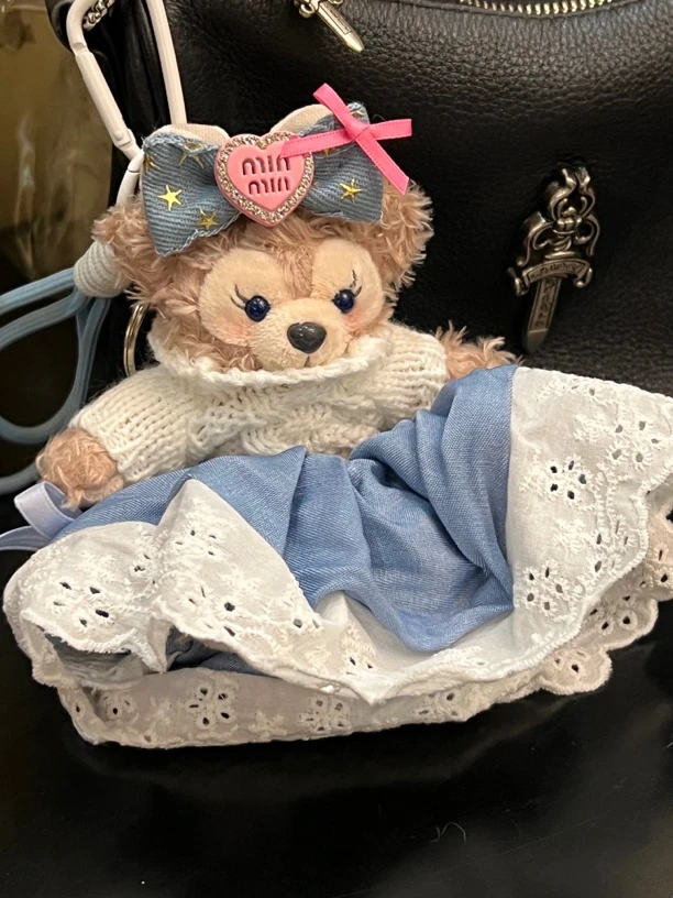 雪莉sherry不撞款手作 丹宁配色千玺风玫玫包挂