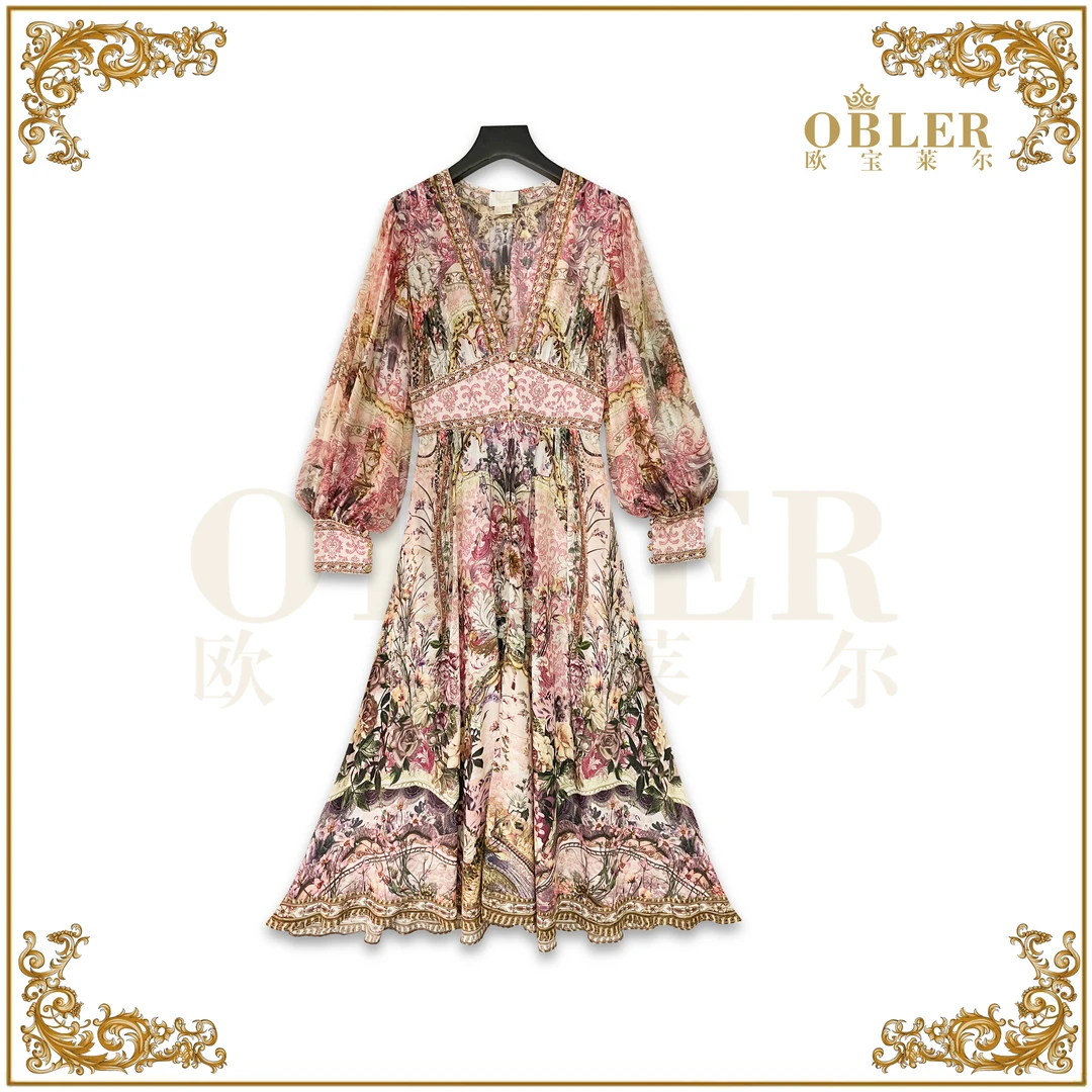 【欧宝莱尔】新款时尚真丝连衣裙 305-24178