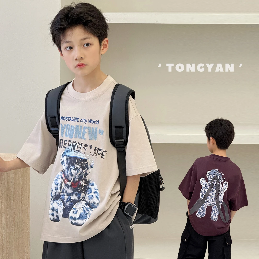 男童夏季短袖T恤自制中大童卡通印花上衣儿童圆领韩系半袖TY02952