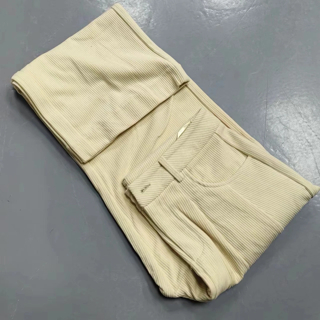 364号 南油玲姐-米白色直筒休闲裤8801