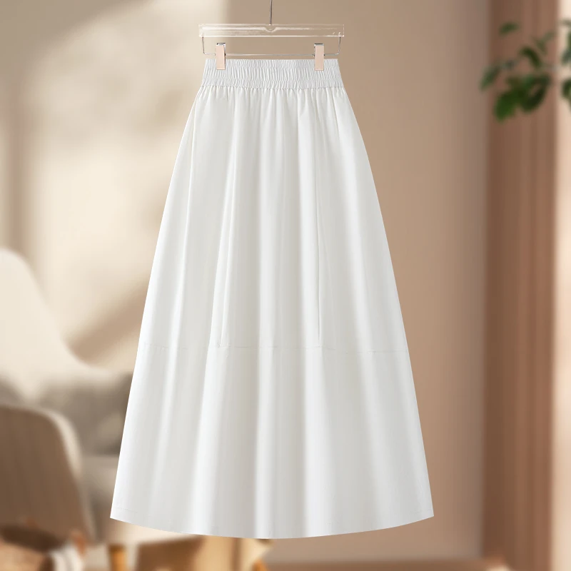 韩系花苞半身裙女夏季2025新款松紧高腰显瘦中长款休闲Aa字大摆裙