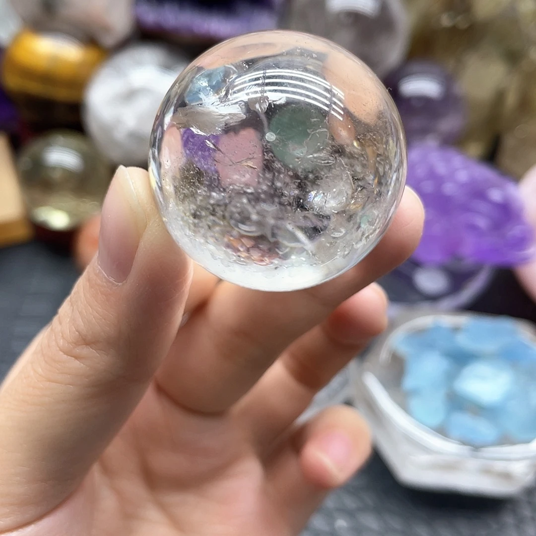 珠宝半成品水晶未镶嵌51茶晶球卡3.5mm微瑕