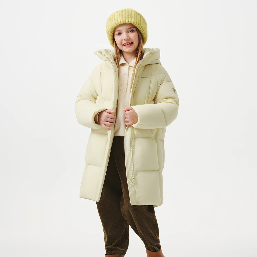 坦博尔2025新款中长款男女款连帽儿童泡芙时尚运动连帽羽绒服813D