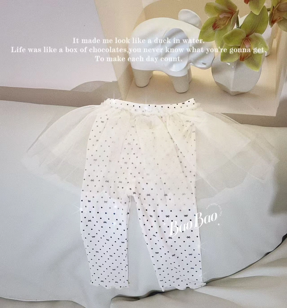 【BaoBao】夏款纱纱波点七分八分打底裤65025