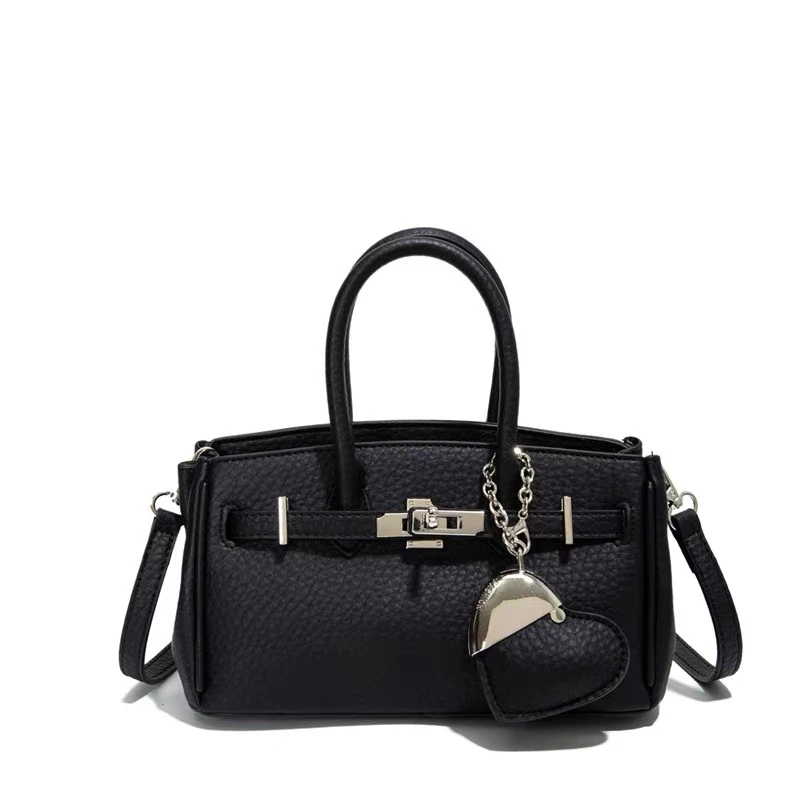 花花家时尚新款荔枝纹纯色大气包包