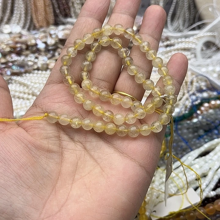 玛瑙/玉髓未镶嵌珠宝半成品一条6mm左右金发晶