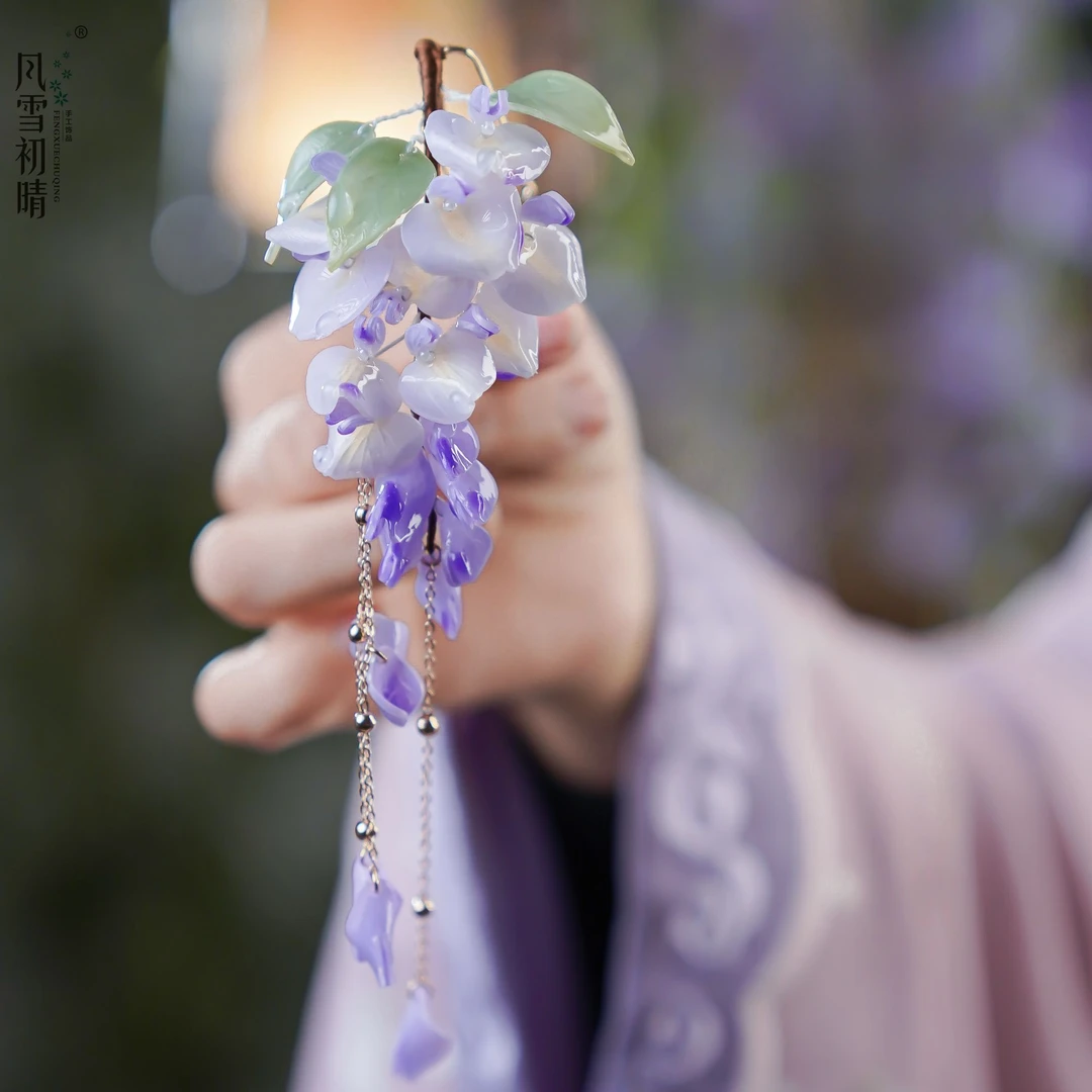 风雪初晴九重紫发钗发簪手工汉服百搭复古国超仙