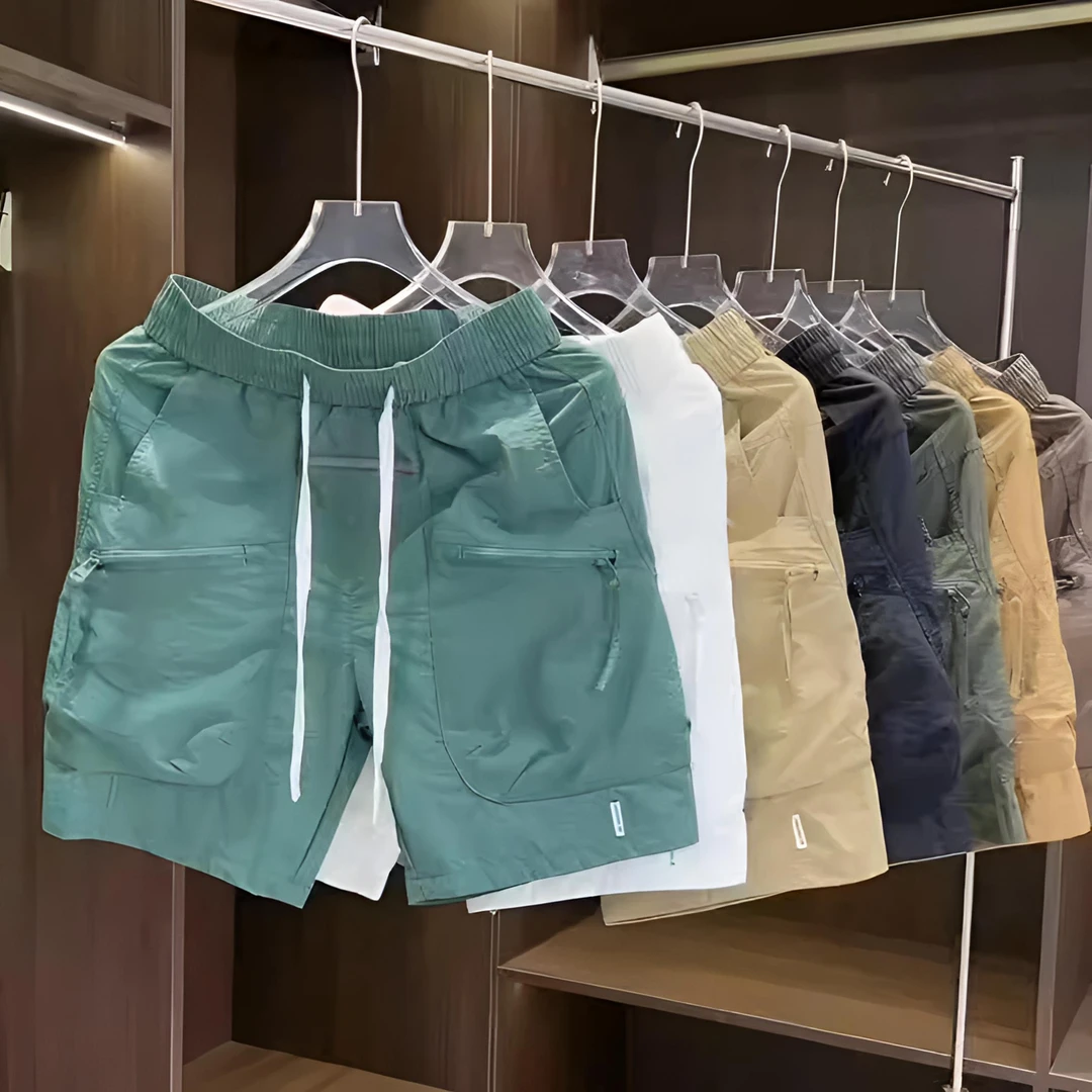 纯色速干短裤男士夏季休闲裤百搭工装裤潮牌痞帅拉链口袋运动中裤
