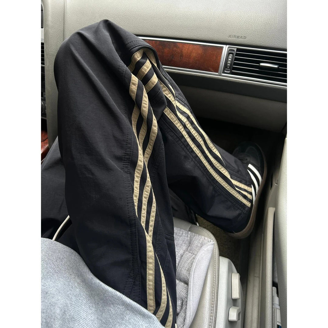 f2ocus美式速干三条杠裤子男款防水软壳工装裤宽松直筒休闲运动裤