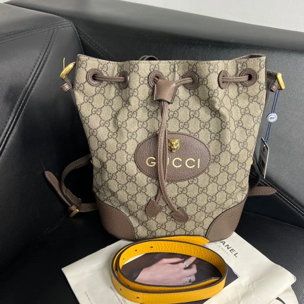 95新 GUCCI/古驰 捐金沉珠/虎头水桶包单肩
