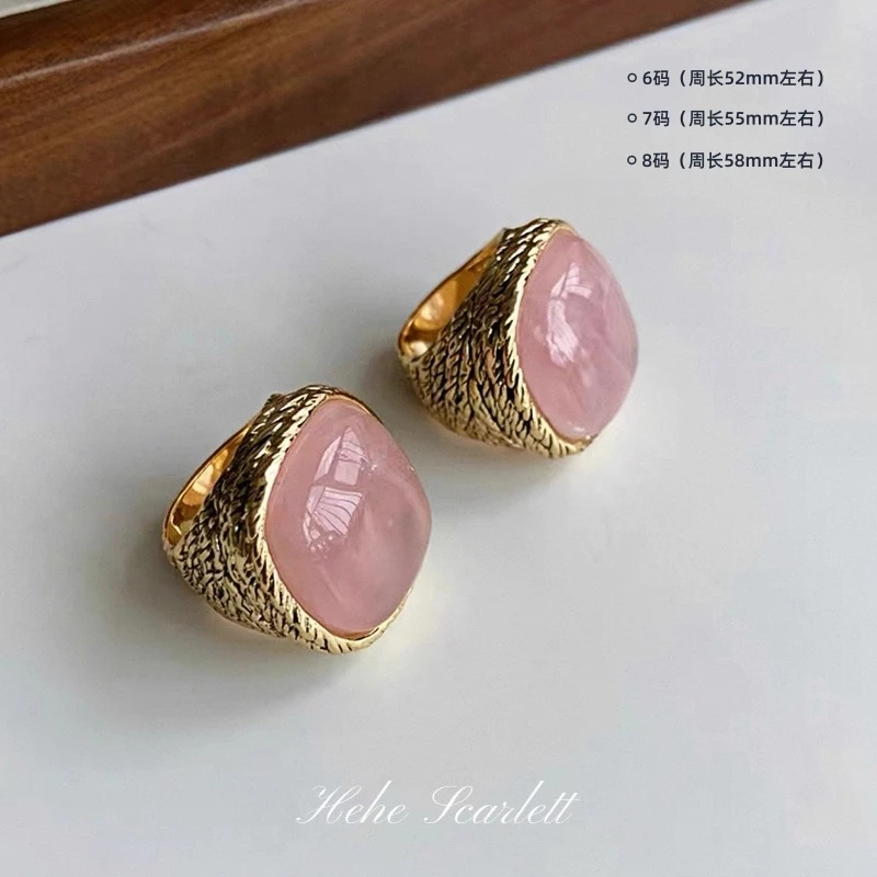 黄铜戒指 你的呵呵 甜蜜之吻 法式中古镀18K金镶嵌纹理感戒指