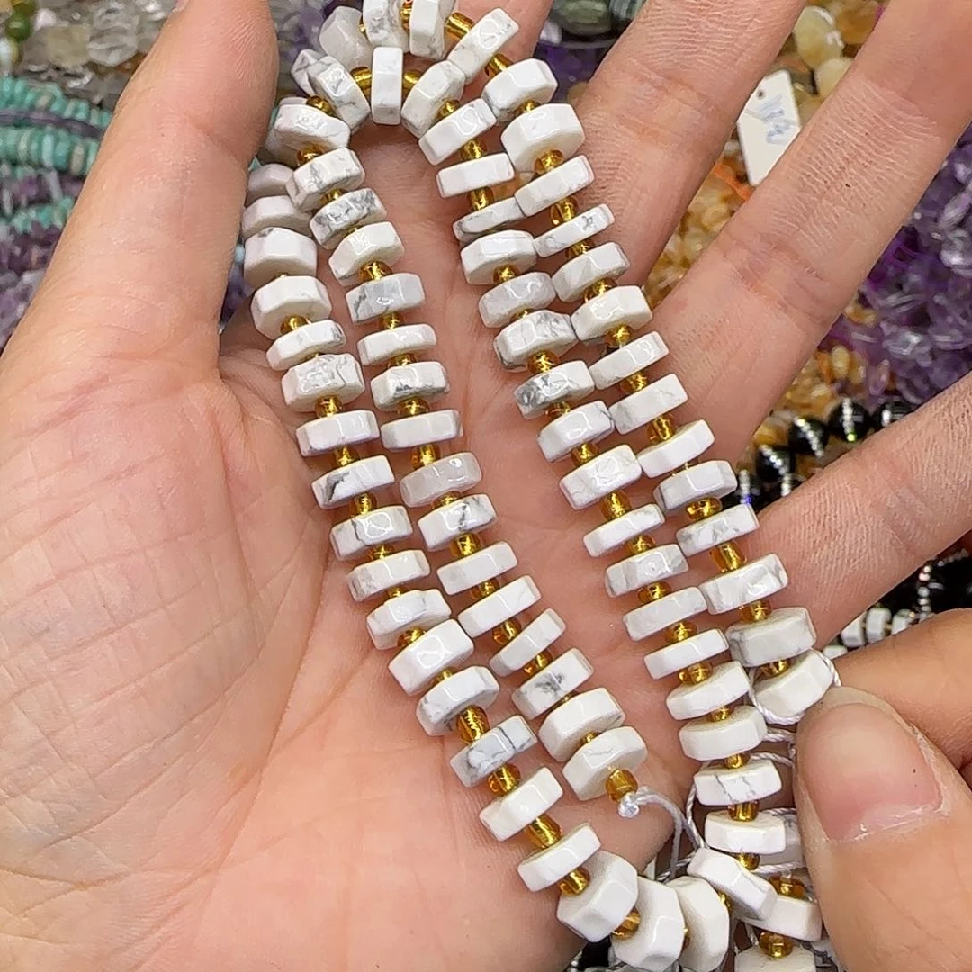 玛瑙/玉髓合金珠宝半成品8mm手工切面隔片一条