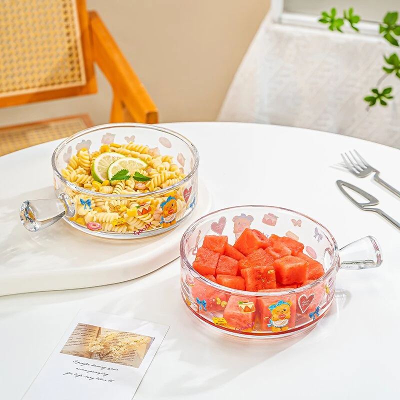 【单只大号】玻璃手柄碗家用餐具水果沙拉碗酸奶汤碗饭碗意面轻食碗