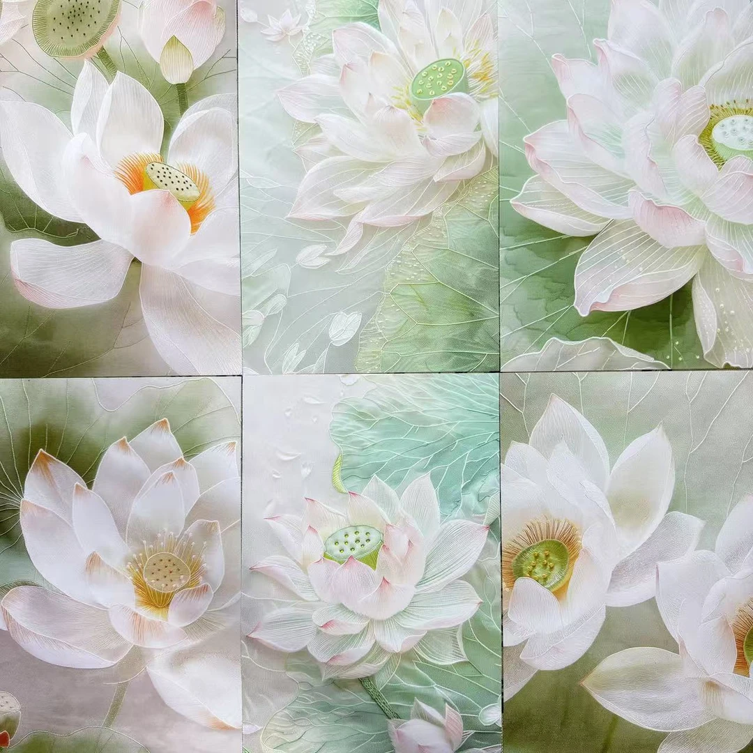 绢布微喷立体【碧荷凝香】小楷行草书作品专用纸