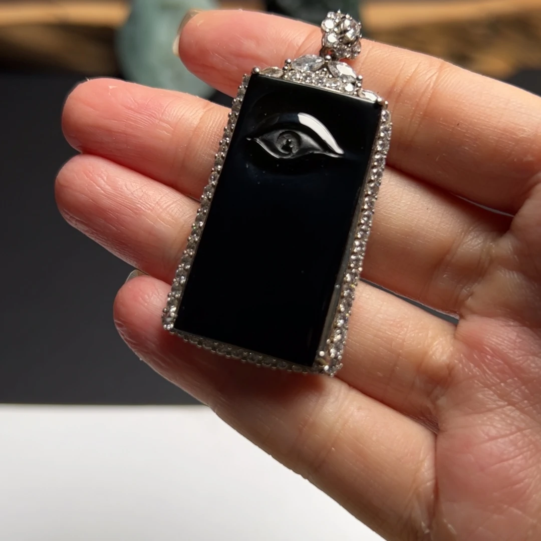 磚***宋定制翡翠未镶嵌墨翠