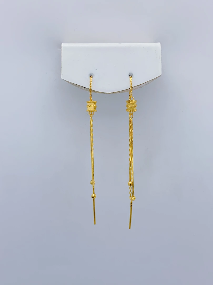 老庙黄金2 足金 精工5G工艺 小蛮腰流苏 耳线 2.17克