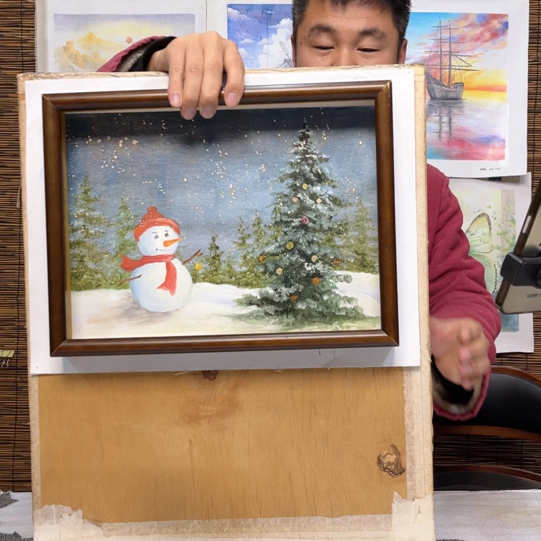 油画行路人小院绘画作品竞拍