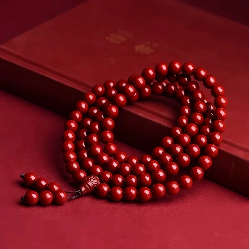 含辰砂工艺品F14朱砂108颗手链多圈多样性发货0009