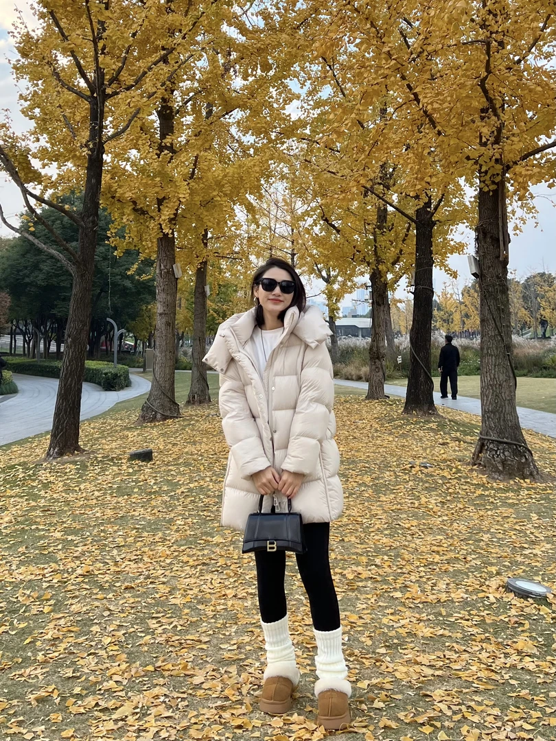 8007零下30°极寒泡芙95白鹅绒百搭连帽中长款鹅绒服