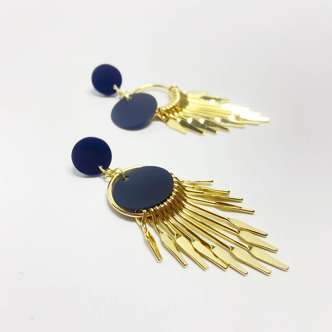 合金亚克力耳饰 美式复古长款小众女式流苏耳环气质轻奢简约耳饰