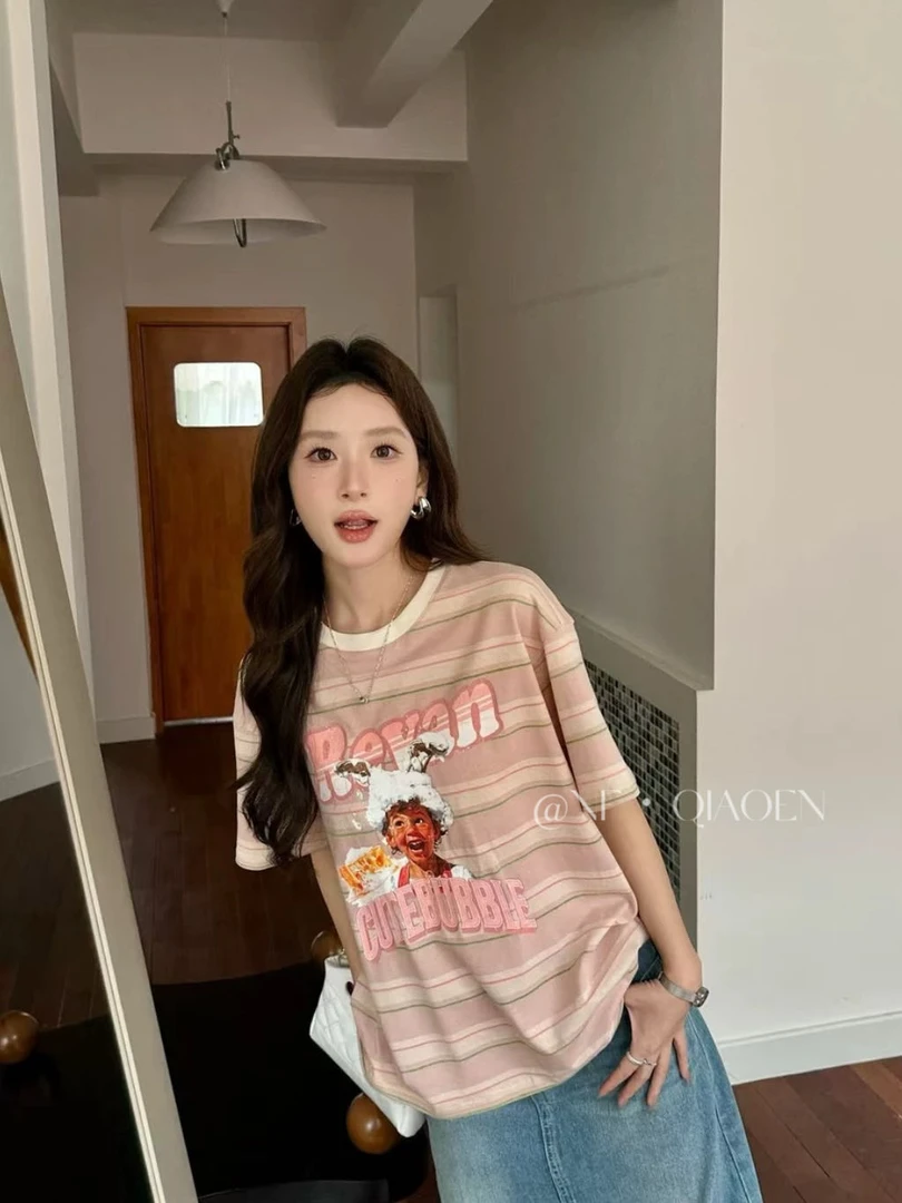 青柠外贸-25新款深圳欧美甜系印花女款T恤