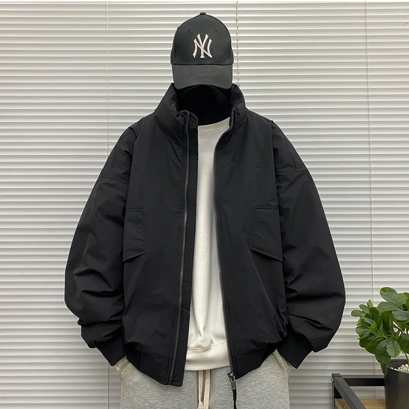 2025冬季新款男士立领羽绒服外套加厚保暖日系宽松痞帅工装上衣潮