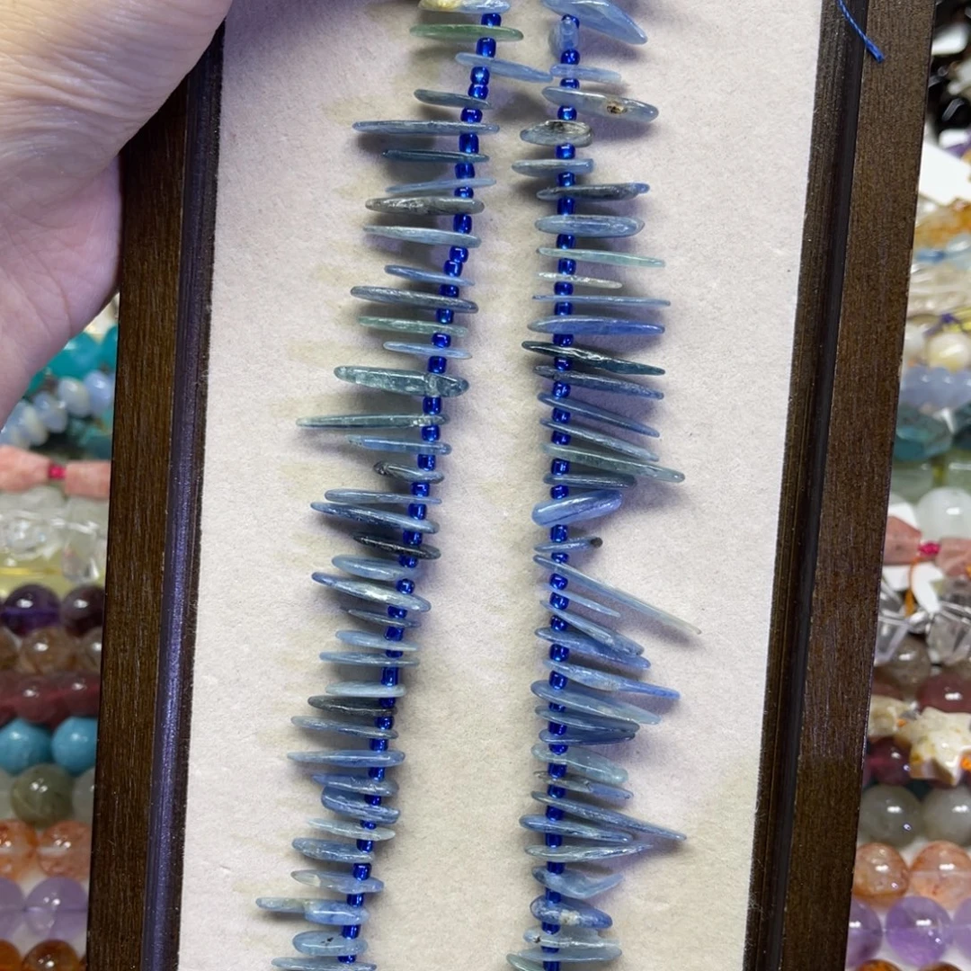 水晶未镶嵌手链天然蓝晶长条38厘米