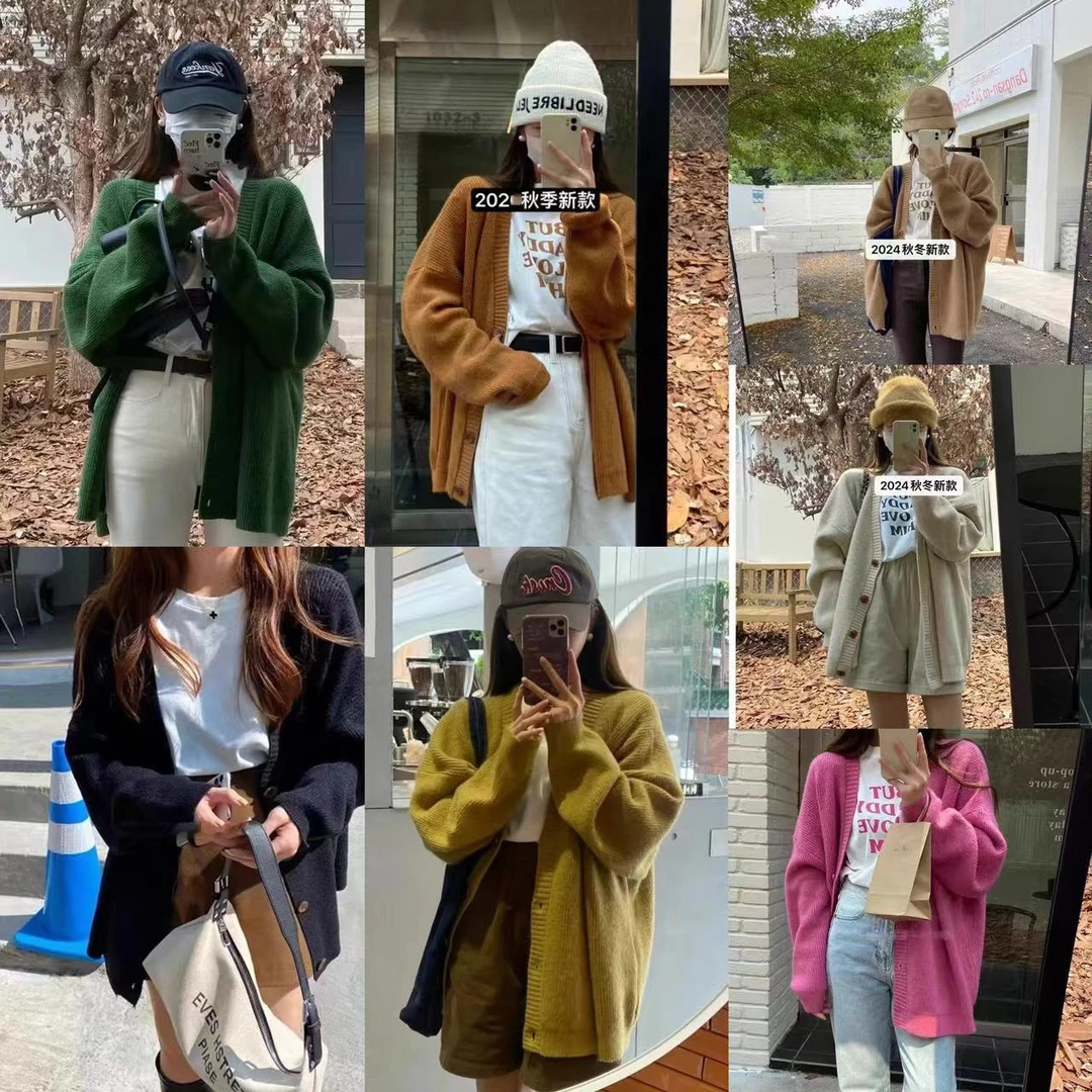 十三行品质高货2024冬款复古文艺气质淑女风设计休闲针织外套女