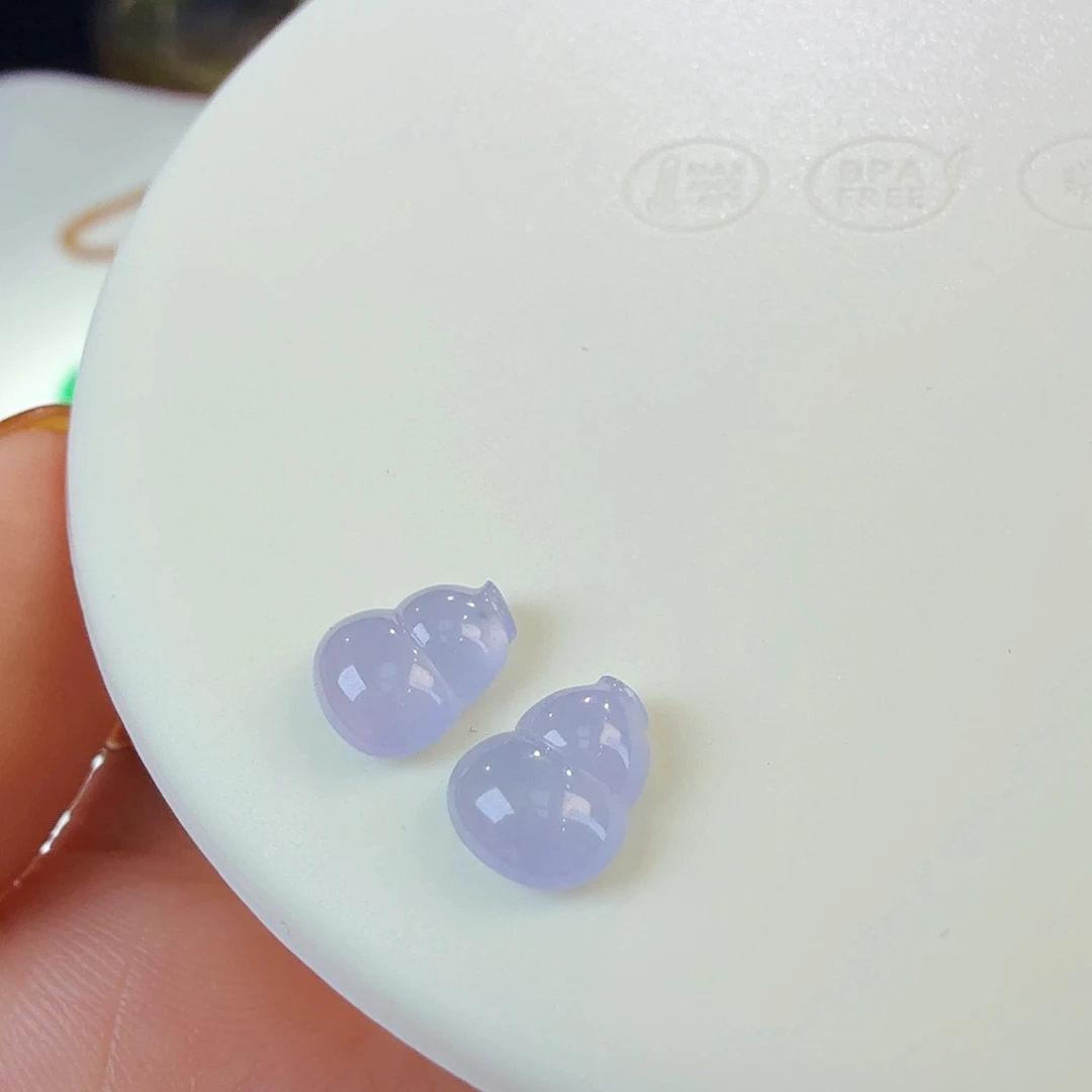 翡翠裸石冰紫葫芦一对