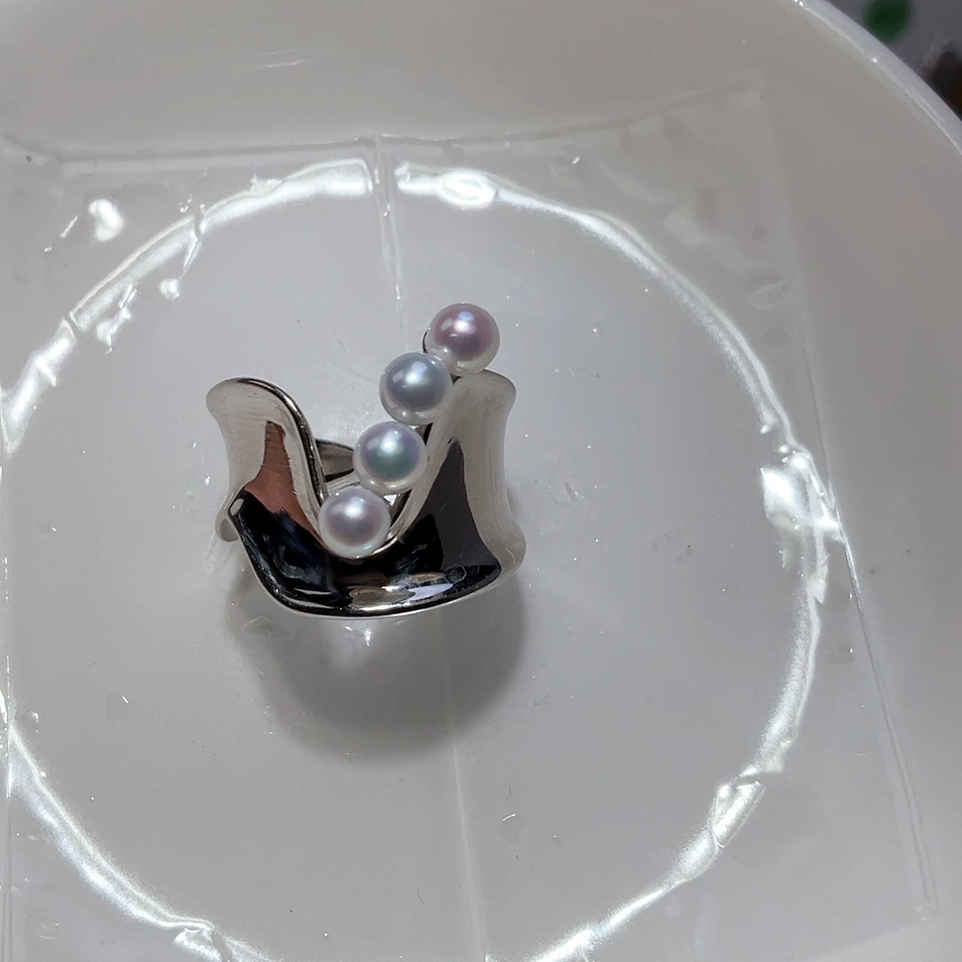 淡水珍珠戒指银S925镶嵌小****?
