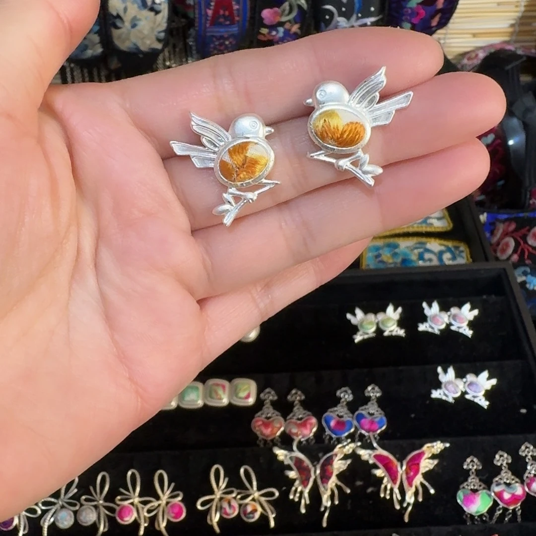 织绣民族风刺绣耳环