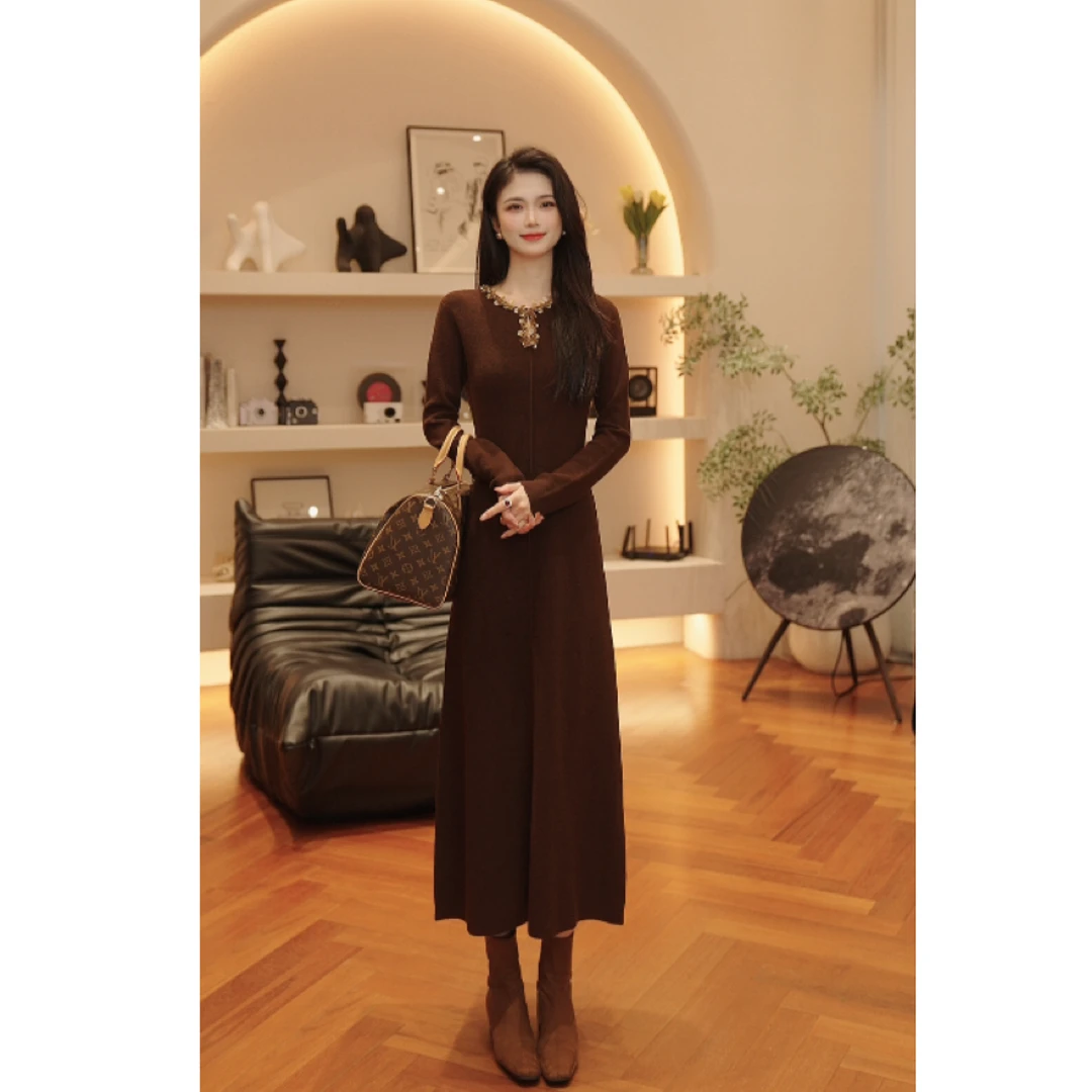 THE MENG【奢华】甄选绵羊毛软糯显瘦简约百搭连衣裙#M253G1492 ZZ