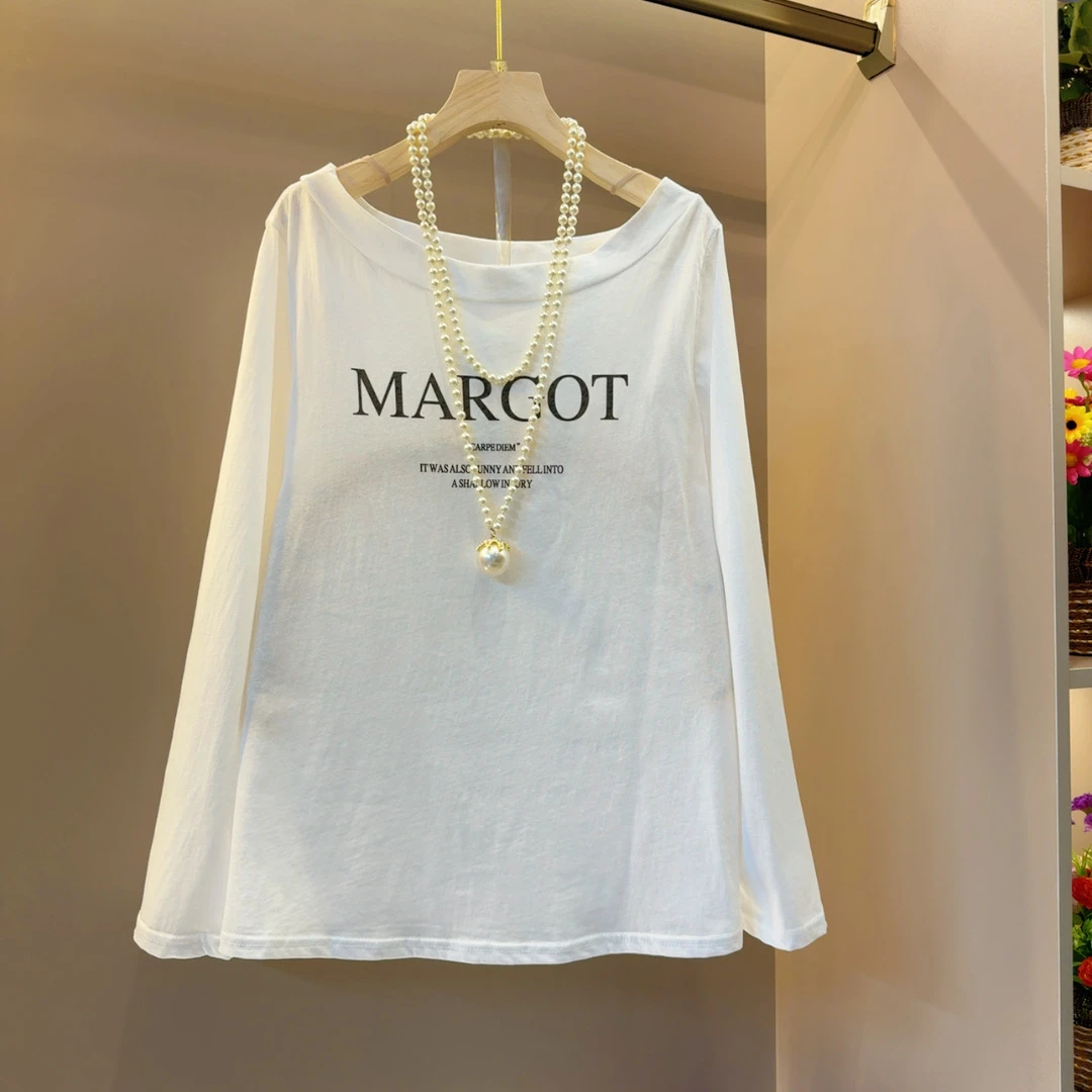 欧货重工气质时髦百搭字母小衫衣长64左右网红超火上衣