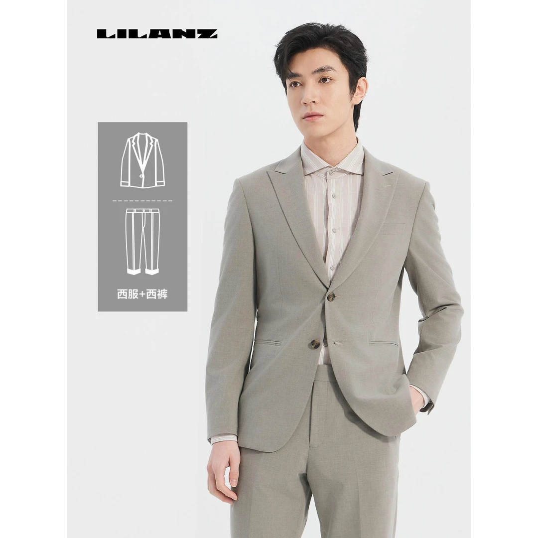 【两件套】新郎婚用韩式西服套装  TR混纺戗驳领显品质感-25CXF02