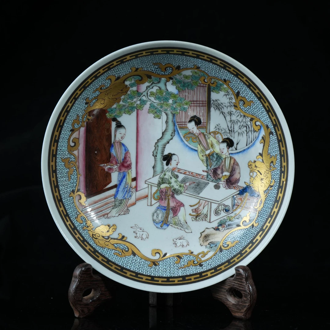 lot15267 4978 清雍正 广珐琅侍女图盘 D：16