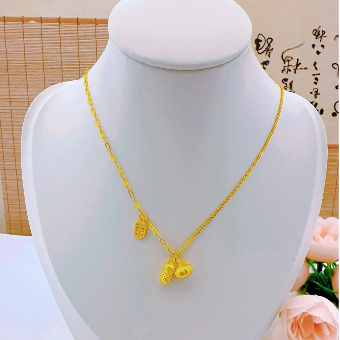 足金黄金 好柿花生 时尚精致百搭套链