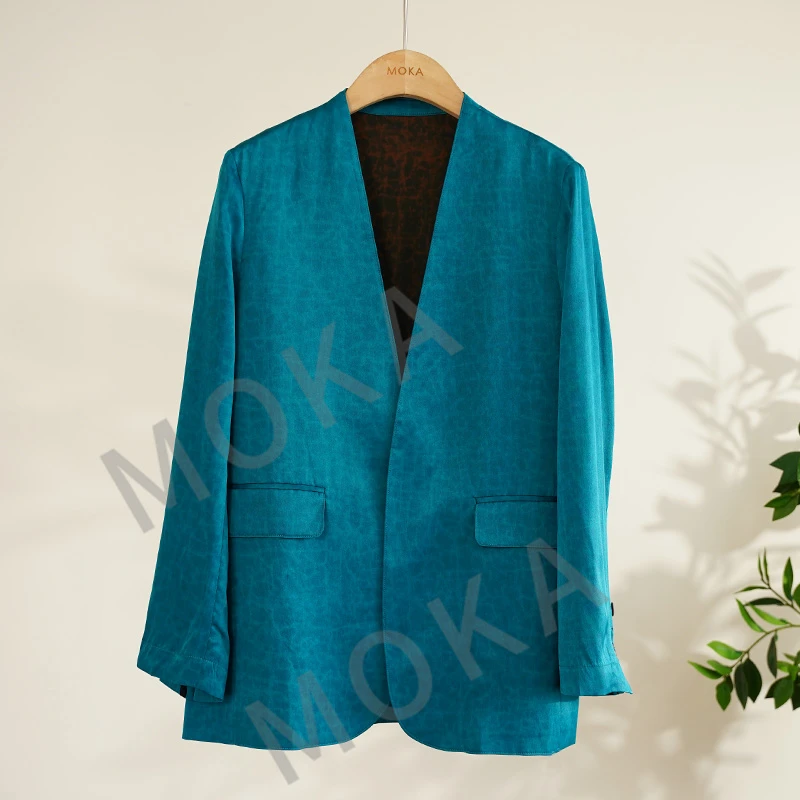 鼎奢红云纱缎彩龟西装外套（240922）（20257）