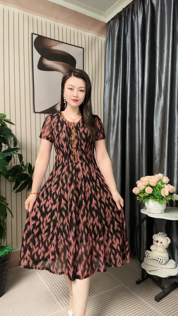 2025高端定制时尚气质修身显瘦包金弹力纱新款女装连衣裙A2510