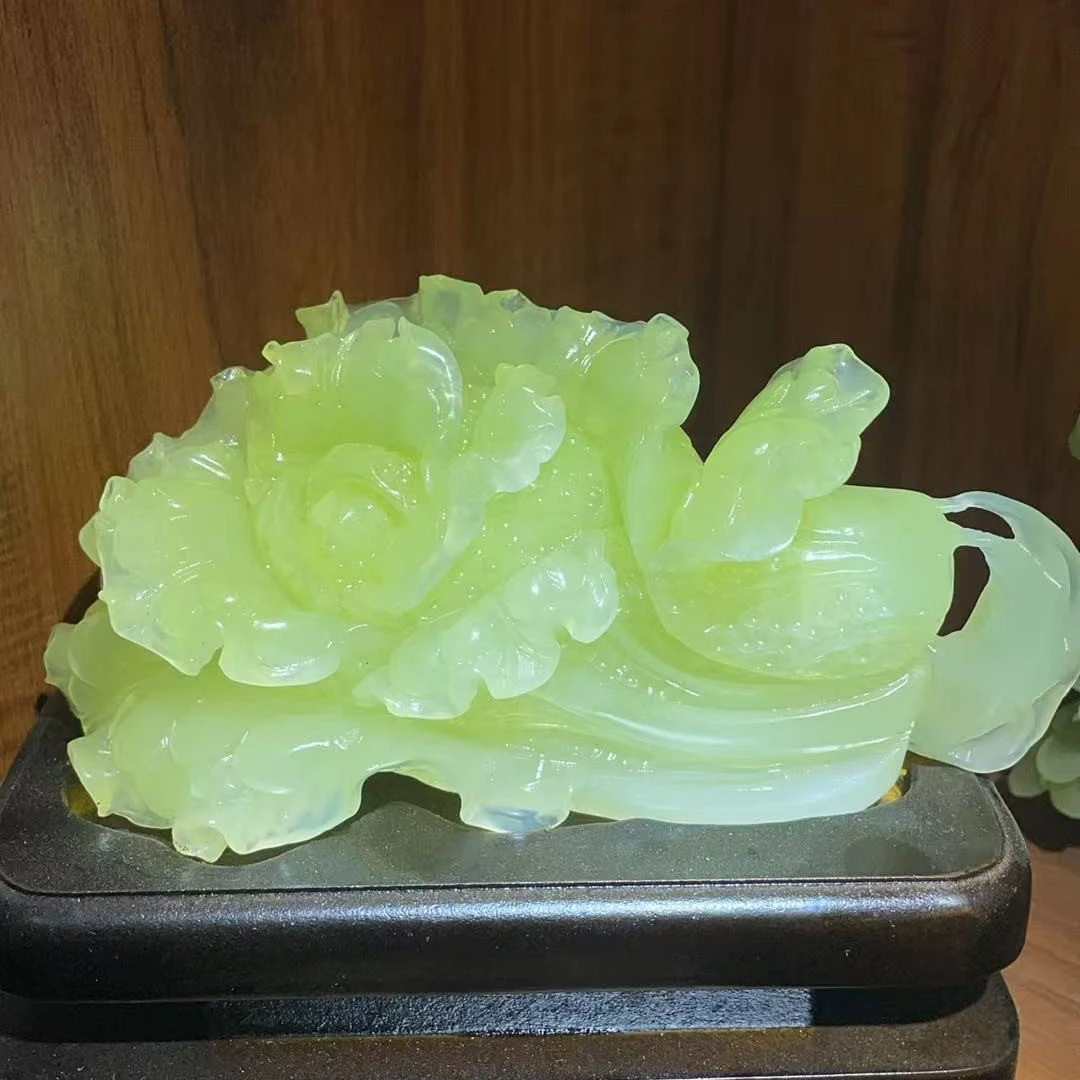白菜摆件一岫玉蛇纹石（百财聚来