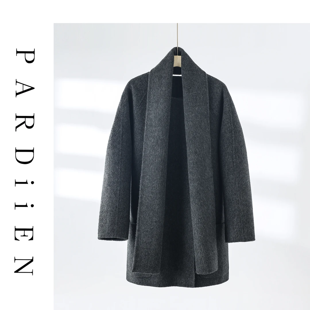 【北总严选】帕迪恩围巾两件套中长款无领大衣23191